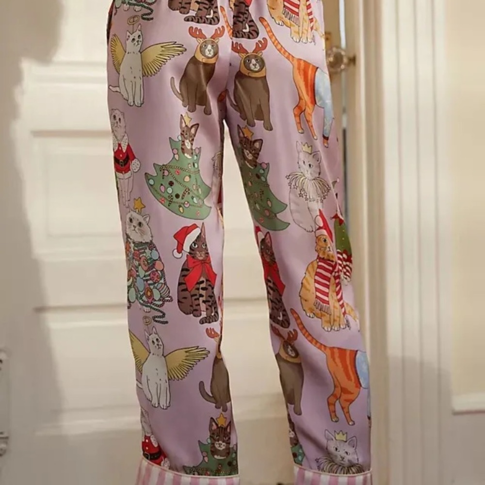 Anthropologie Karen Mabon Christmas cat pajamas xxl new with tags - Picture 4 of 13
